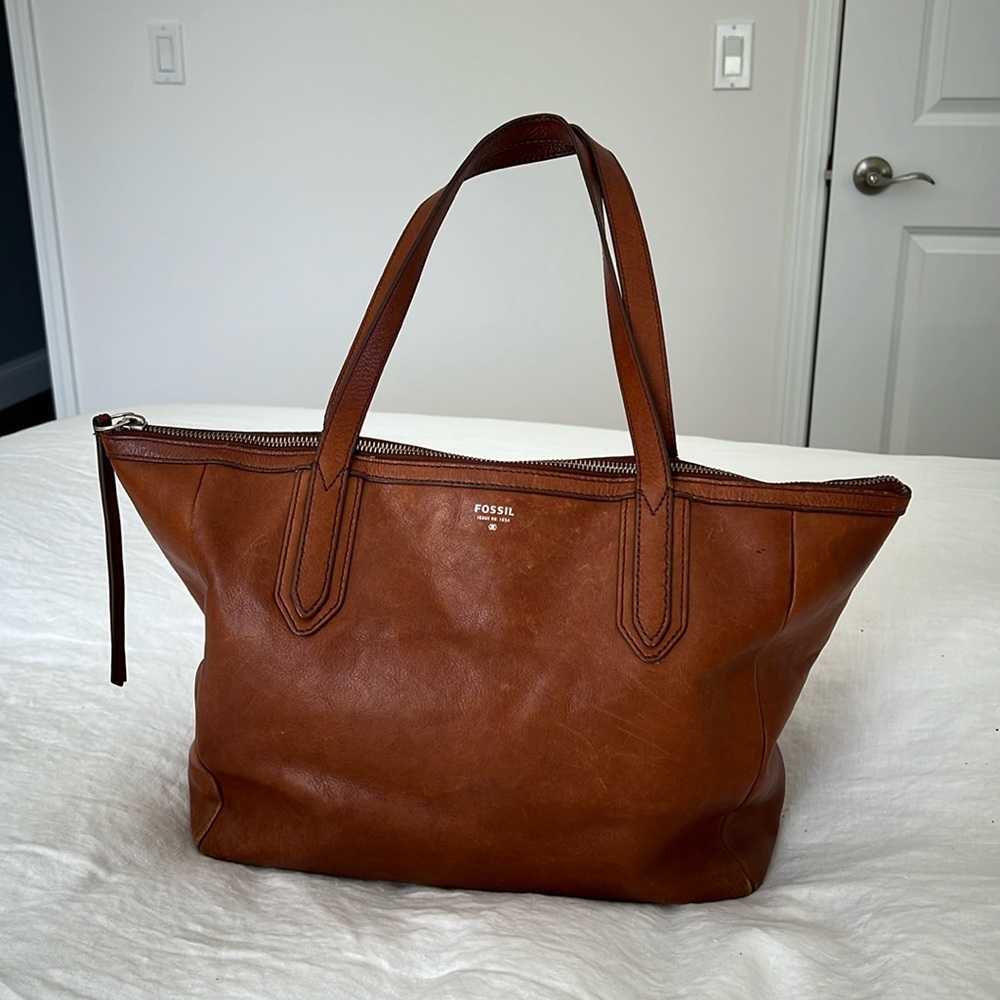 Fossil Sydney Tote Bag- brown leather